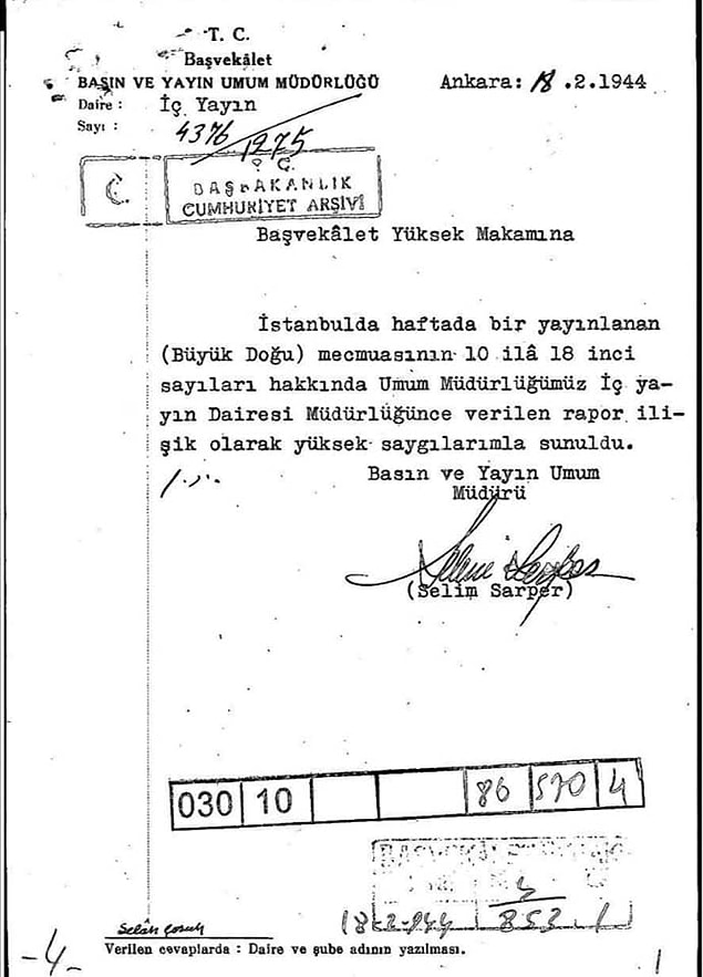 Bu çizgi değişimi hükumetin dikkatinden kaçmaz. Basın Yayın Genel Müdürlüğü 1944'ün Şubat'ında bir rapor yayımlar.