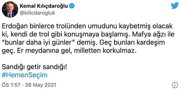 Kılıçdaroğlu'nun paylaşımı 📌