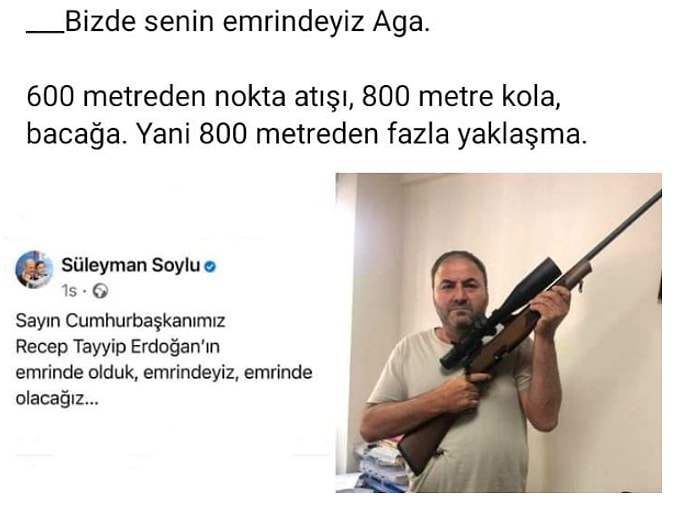 Soylu'nun Mesajını Silahlı Fotoğrafıyla Paylaşan Din Öğretmeni: 'Emrindeyiz'