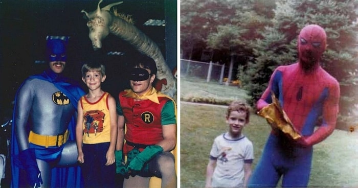 20 забавных и неловких фотографий детей, позирующих с супергероями и популярными персонажами комиксов 70-х и 80-х годов