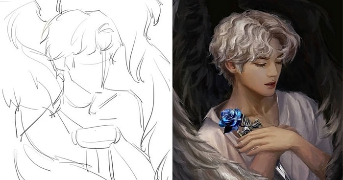 Художники демонстрируют огромную разницу между своими эскизами и готовыми работами (20 фото)