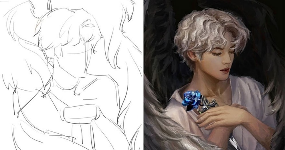 Художники демонстрируют огромную разницу между своими эскизами и готовыми работами (20 фото)