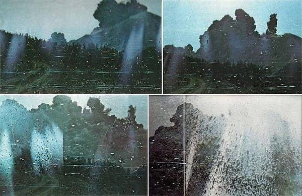 17. St. Helens Dağı patlaması sırasında sadece 11 km uzaklıkta olan fotoğrafçı Robert Landburg, canlı çıkma ihtimali olmamasını bilmesine rağmen bu anı kaydetmiştir.