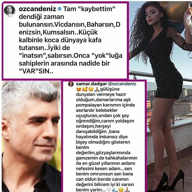 Sevgilisinin fotoğrafına uzuz aşk sözcükleri yazan Özcan Deniz'e sevgilisi de yoğun ve duygulu bir yorumla karşılık verdi.