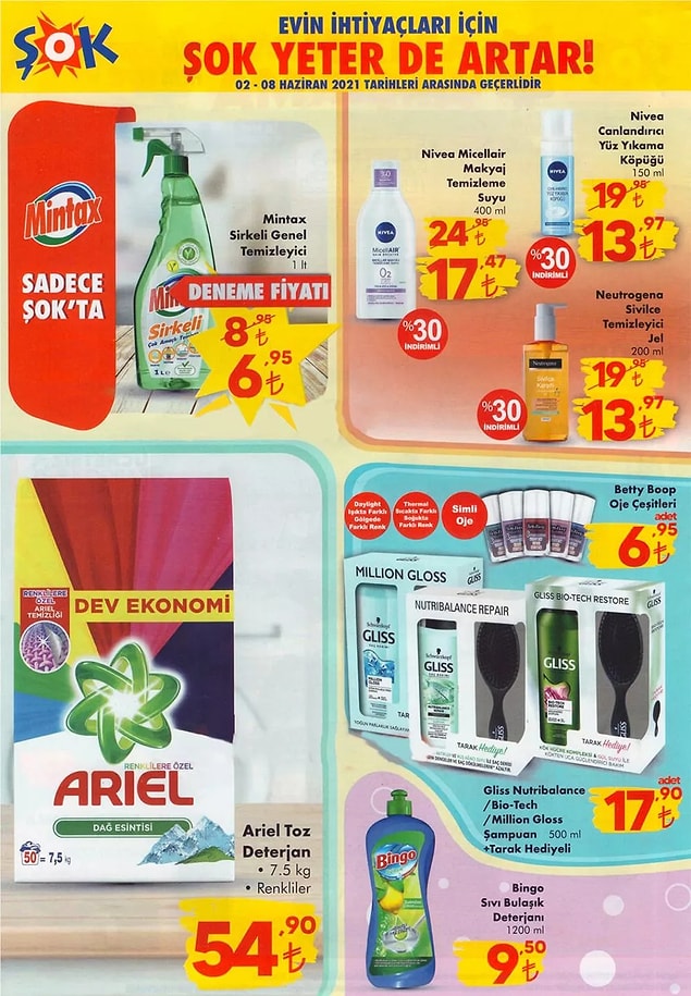 2 - 8 Haziran tarihleri arasında devam edecek bazı indirimler;