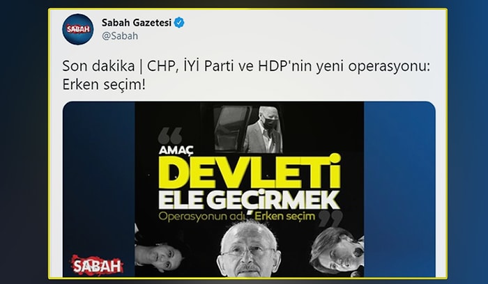 Sabah Gazetesi Büyük Oyunu Gördü: 'Muhalefet Devleti Ele Geçirmek İçin Seçim İstiyor!'