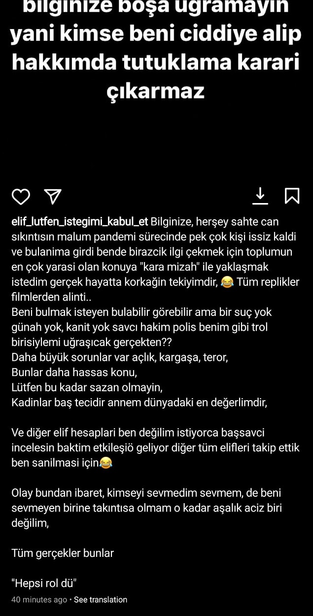 Her şeyi can sıkıntısından paylaştığını da belirtmiş bu arada. Ne kadar doğru bilemiyoruz tabii.