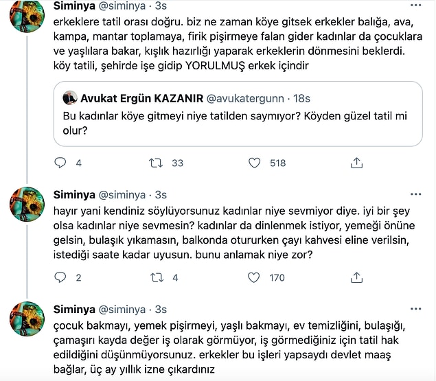 1. Kadınların neden genellikle köy tatili sevmediklerine dair ufak bir floodla başlayalım.