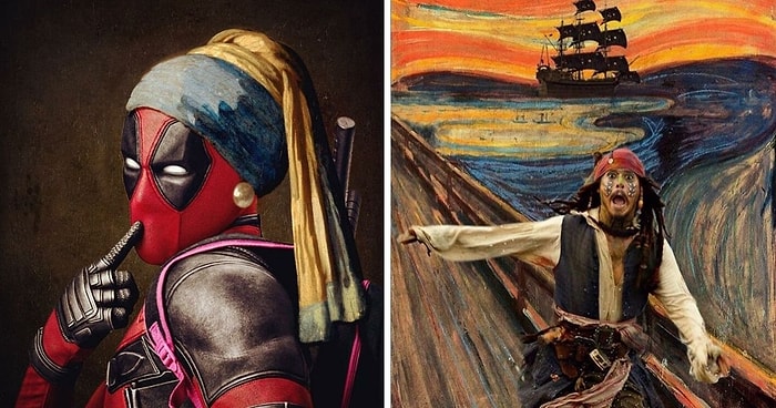 20 творческих коллажей из героев поп-культуры и известных произведений искусства