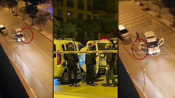 Önce aracın sürücü tarafında bulunan camı kıran adam, daha sonra polis memurunun üzerine yürüdü.