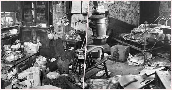 Gein adeta bir koleksiyoncu gibi yaşadı. Soldaki görsel mutfağının dedektifler tarafından çekilmiş bir fotoğrafı.