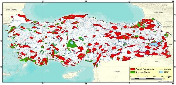 Türkiye'de korunan alanların ülke yüz ölçümüne oranı sadece %8,7