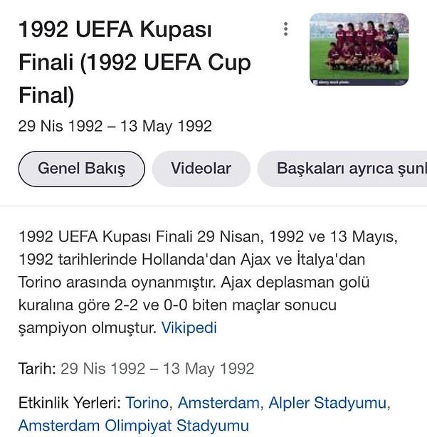 Bu arada belki merak eden olur, Torino o sezon UEFA Kupası’nda finale kadar çıkıp deplasman golü kuralıyla kupayı Ajax’a kaybediyor. Onca emmek boşuna gidiyor... 😂