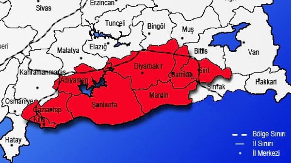 10. Türkiye'nin en küçük coğrafi bölgesi Güneydoğu Anadolu Bölgesi'dir.