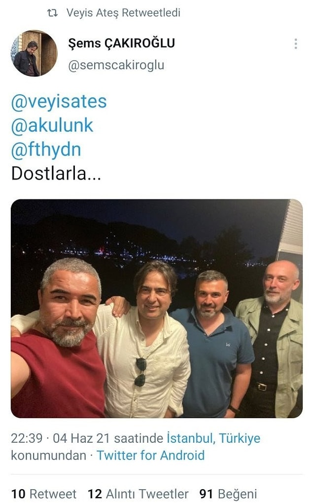 Ateş, Twitter'da yaptığı son paylaşımı sildi.