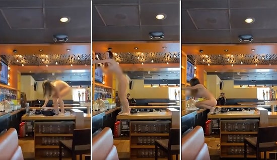 Çırılçıplak Soyunan Kadının Mekanın Altını Üstüne Getirdiği İlginç Görüntüleri 😱