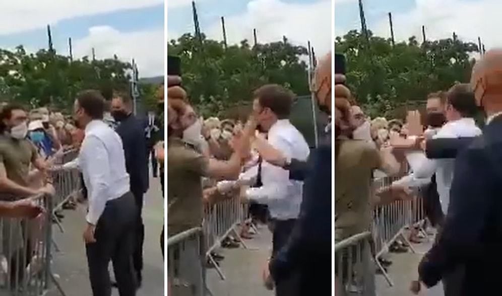 Fransa Cumhurbaşkanı  Emmanuel Macron'a Tokat Attı!