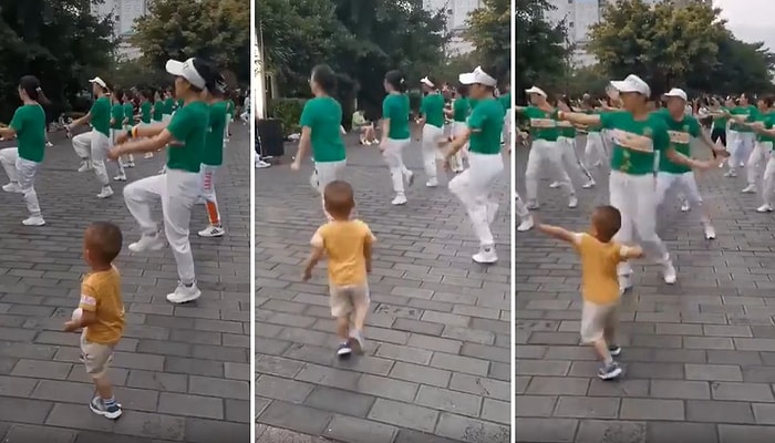 Büyükleriyle Birlikte Müziğin Ritmine Ayak Uydurarak Dans Eden Ufaklık
