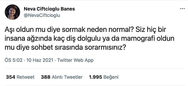 Neva Çiftçioğlu isimli bir Twitter kullanıcısı şöyle bir paylaşımla geldi.