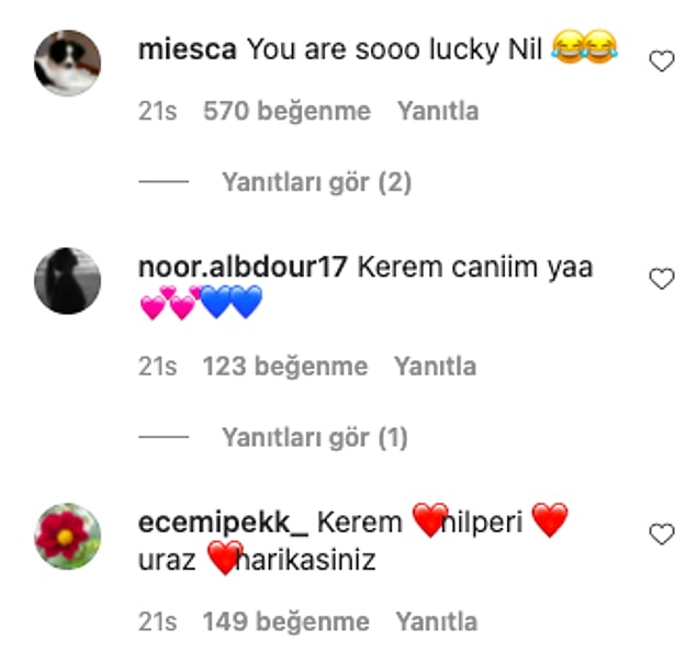 Herkes yorumları kalplerle gülücüklerle doldururken...