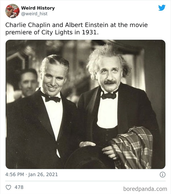 10. Чарли Чаплин и Альберт Эйнштейн на премьере фильма "Огни большого города" 1931