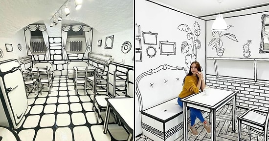 Необычное 2-D кафе в России сделано в виде комикса (22 фото)