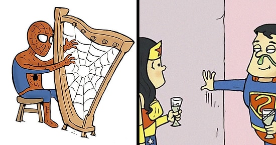Без лишних слов, художник показывает, что супергерои делают в свободное время (20 комиксов)