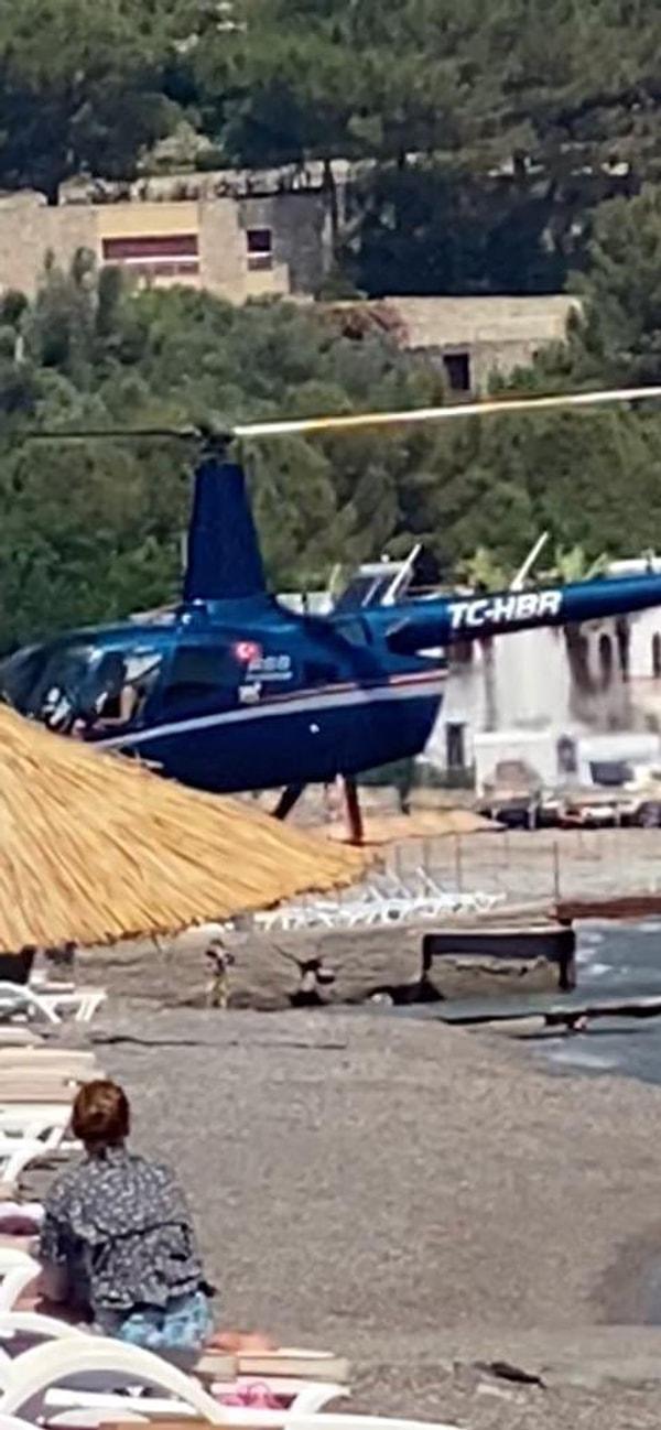 Halkın riske atılarak bir plaja helikopter indirilmesi sosyal medyada tepki çekti.