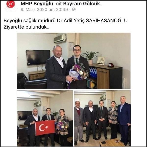 Sarıhasanoğlu'nun Beyoğlu eski ilçe sağlık müdürü olduğunu gösteren paylaşımlar da bulunuyor. 👇