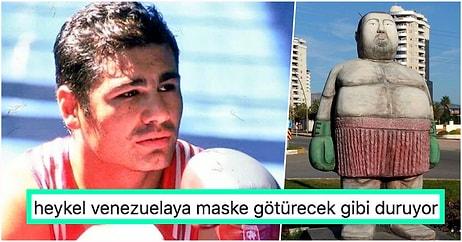 'Boğazın Boğası' Lakaplı Ağır Sıklet Boks Şampiyonu Sinan Şamil Sam'ın Mersin'de Yapılan Bi' Acayip Heykeli