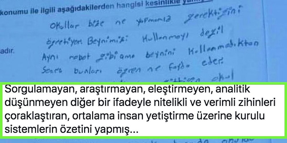 Ortaokul Öğrencisinin Sınav Kağıdında Eğitim Sistemini Eleştirdiği Yazısı Hepimizi Kahretti!