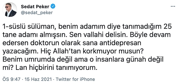 Peker'in paylaşımları şu şekilde 📌