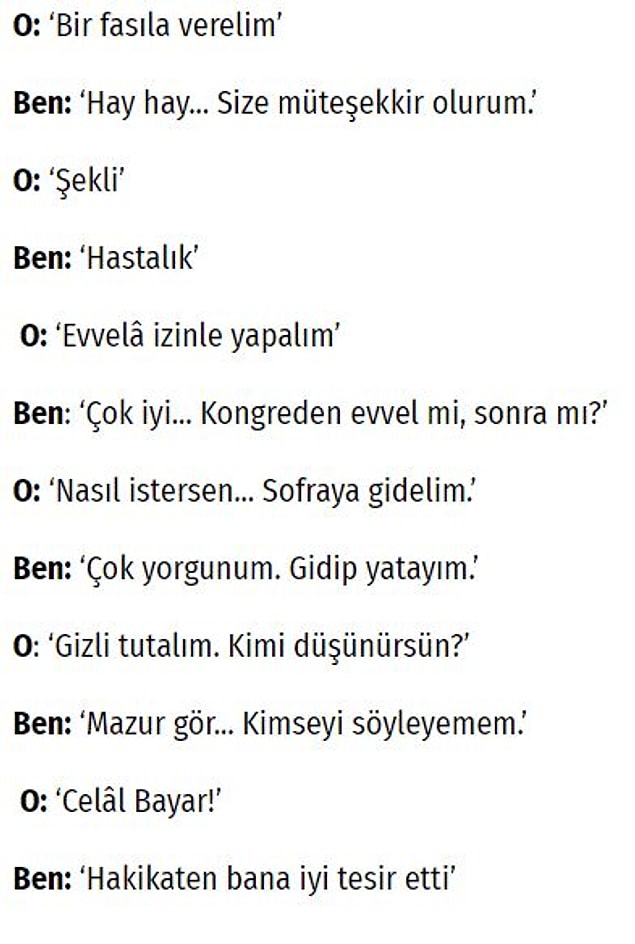 Sonraki diyaloğu şöyle not eder İnönü, hatıra defterine: