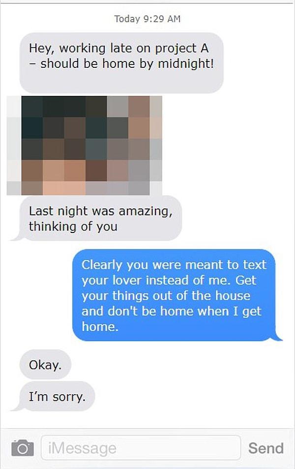 Birkaç saat sonra sevgilisinin penisinin olduğu bir fotoğrafla karşılaşmış. Açıklama olarak ise 'Dün gece inanılmazdı, seni düşünüyorum' yazıyormuş.