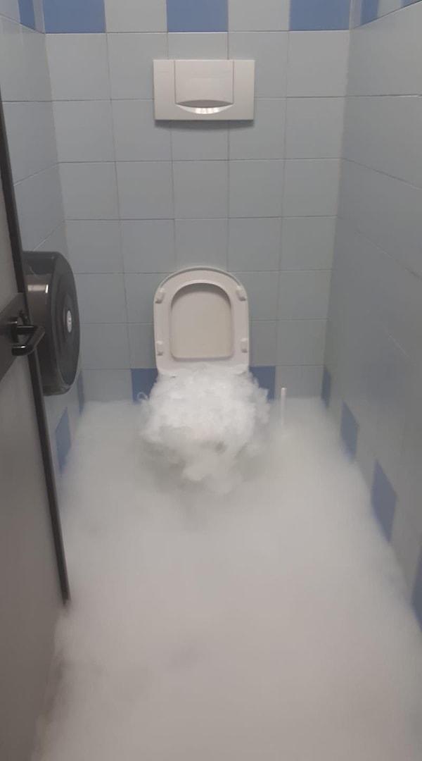 4. "İş arkadaşlarımdan bir tanesi tuvalete yanlışlıkla donmuş karbondioksit düşürmüş."