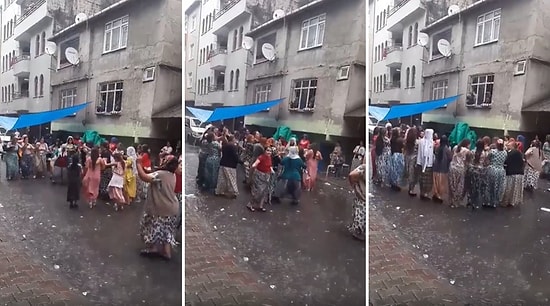 Yağan Yağmura Aldırış Etmeden 'Ay Akşamdan Işıktır' Şarkısında Dans Eden Kadınların Müthiş Eğlenceli Anları