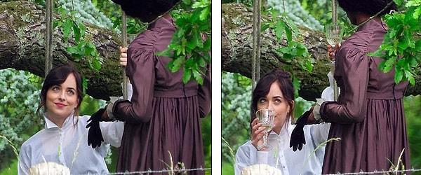 16. Dakota Johnson, Netflix yapımı 'Persuasion' film çekimlerinde Jane Austen olarak ilk kez görüntülendi.