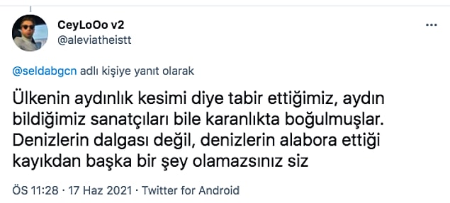 Selda Bağcan'a gelen sosyal medya tepkilerinin bir kısmı da aşağıda
