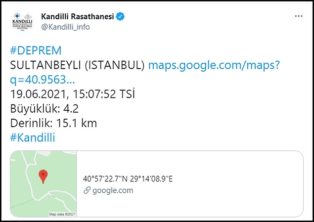 Kandilli ise büyüklüğü 4.2 olarak duyurdu 👇