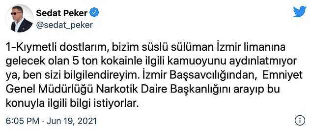 Peker'in iddiaları şu şekilde: