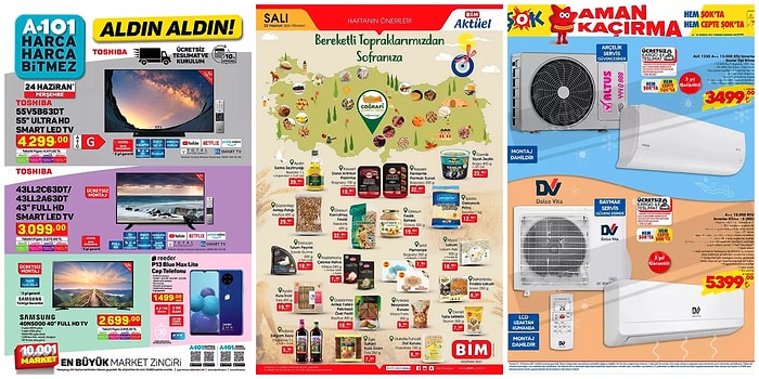 İndirim Günleri Başlıyor: 21 - 27 Haziran Haftasında A101, BİM ve ŞOK Aktüel Ürünler Listesinde Neler Var?