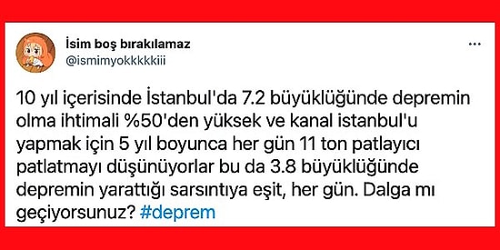 İstanbul'da Şehrin Göbeğinde Meydana Gelen Deprem Kanal İstanbul Tartışmalarını Yeniden Gündeme Getirdi