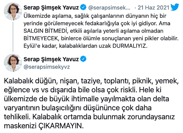 "Kalabalık ortamda bulunmak zorundaysanız maskenizi çıkarmayın"