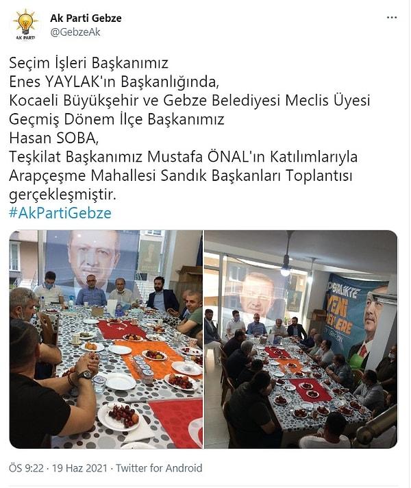 AKP Gebze İlçe Başkanlığı, fotoğrafları sosyal medya hesabından paylaştı