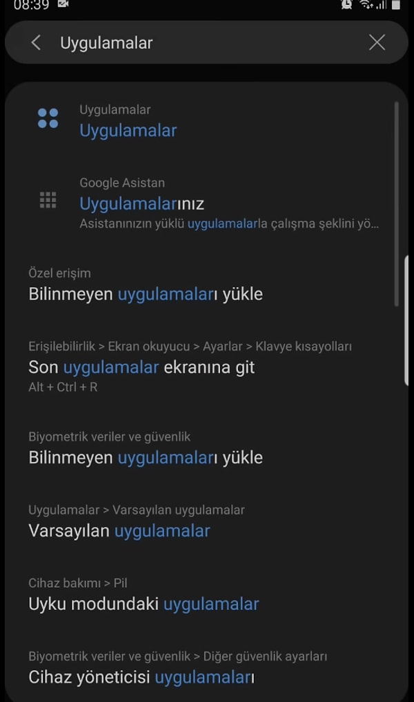 Akabinde uygulamalar bölümündeki Google’a tıklayın.