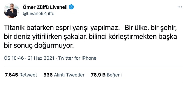 10. Ardından Zülfü Livaneli'nin haklı eleştirisi