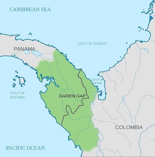 Darien Geçidi, Panama ile Kolombiya arasında yer alan ince bir kara bağlantısındaki yağmur ormanlarından meydana gelen bir yol.