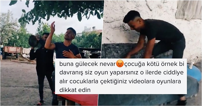 Küçük Bir Erkek Çocuğunun Film Sahnesi Canlandırmak İçin Alet Edildiği Garip TikTok Videosu ve Gelen Tepkiler