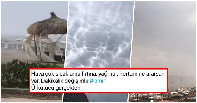 İzmir'de Ortaya Çıkan Garip Bulut Görüntüleri ve Bir Anda Dengesizleşen Hava Herkesi Korkuttu!