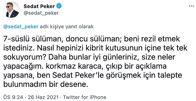 Sedat Peker'den Korkmaz Karaca İddiası: 'Yakınlarımı Araya Koyup Bana Ulaşmak İstedi'